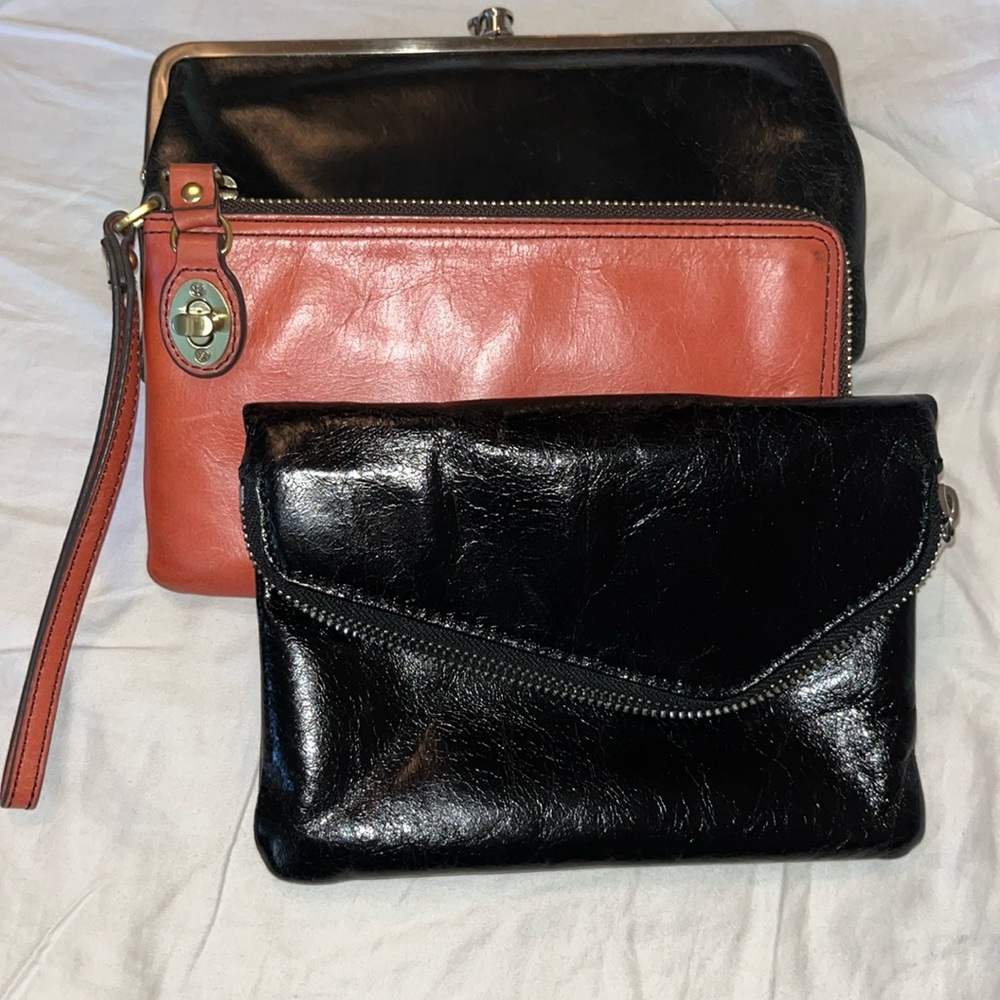 Hobo Lauren clutch wallet, Hobo Mila wristlet and Hobo Daria